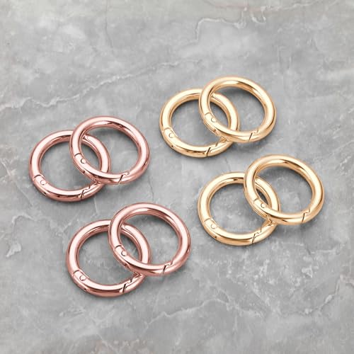 Image of Gkeygo Key Ring Clip, 4 /5 Inch Keychain Rings, 8 Pack Round Carabiner Clip for Keys, Buckle, Bags, Purses - Key Chain Hooks Replacement Keychains Lanyard DIY Crafts - Gold, Rose Gold