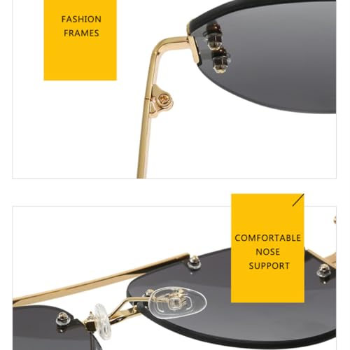 Lunettes de soleil de luxe rétro sans monture tendance UV400 - 5