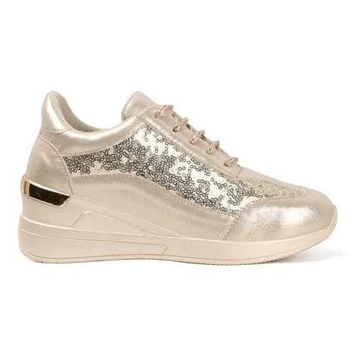 Image of Vendoz Women Wedding & Party Casual High Heel Sneakers I Cushioned Insole I Glittery & Embellished Bridal Wear I Lightweight and Stylish Shoes for Girls CNV7065