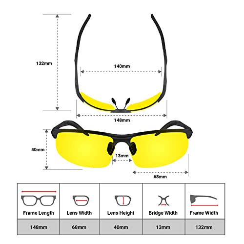 Image of BLUPOND Set of 2 HD Day and Night Driving Glasses - Polarized Sunglasses and Yellow Night Vision Glasses With Car Clip Holder