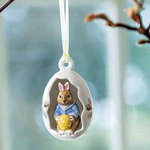 Villeroy & Boch Bunny Tales Max Egg Ornament, Easter Bouquet, Hard Porcelain, Blue, 4.5 x 4.5 x 7 cm, 4.5 x 4.5 x 7 cm, Rabbit Max - Image 2
