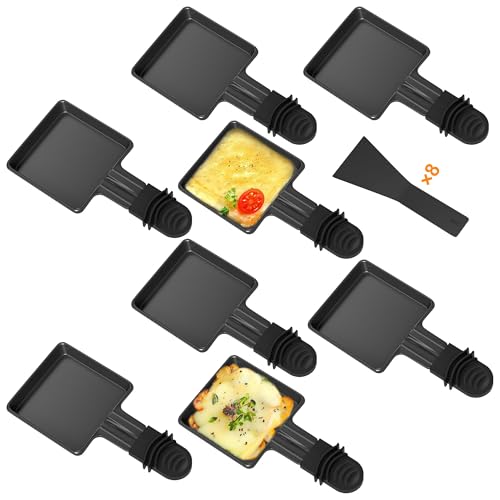 Yoassi Raclette Pfännchen, 8 Stück Mini Pfännchen Ersatz für Raclette Antihaftbeschichtet Grill Pfännchen Zubehör mit 8 Nylon Schaufeln, Spülmaschinenfest, Schwarz, Viereckig Yoassi Raclette Pfännchen, 8 Stück Mini Pfännchen Ersatz für Raclette Antihaftbeschichtet Grill Pfännchen Zubehör mit 8 Nylon Schaufeln, Spülmaschinenfest, Schwarz, Viereckig