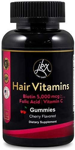 Hair Growth Vitamins - Supplement for Longer, Stronger, Healthier Hair - Biotin 5000 mcg Gummies - Vitamins C D E B12 & A, Zinc and Folic Acid. Support and Solutions for Hair, Skin and Nails. 60 Count