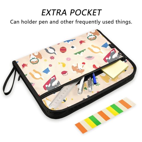 Pastas de arquivo de cachorro Shiba Inu com desenho animado, pastas de plástico com 13 bolsos, pasta