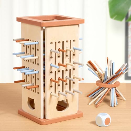 Juego de palitos de madera, juego 2 en 1 de torre de equilibrio, juego educativo Montessori miniatura 2