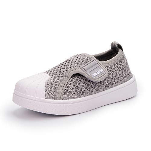 Sawimlgy Toddler Kid Boys Girls Knit Sneaker Convenient Slip On Breathable Mesh Lightweight Infant Kid Tennis Shoes Anti Slip Sole Cute and Soft Outdoor Casual First Walking Shoe Grey