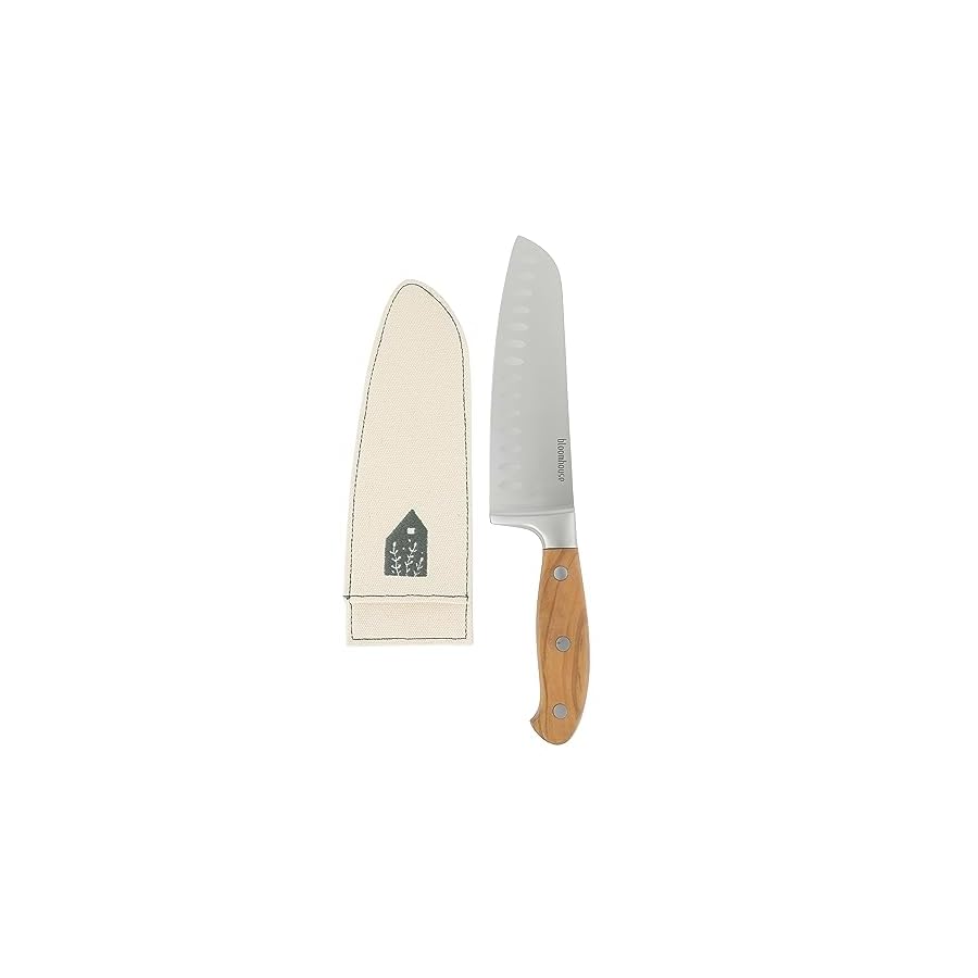 Oprah's Favorite Things - 7 Inch German Steel Santoku Knife W/Italian Olive Wood Forged Handle