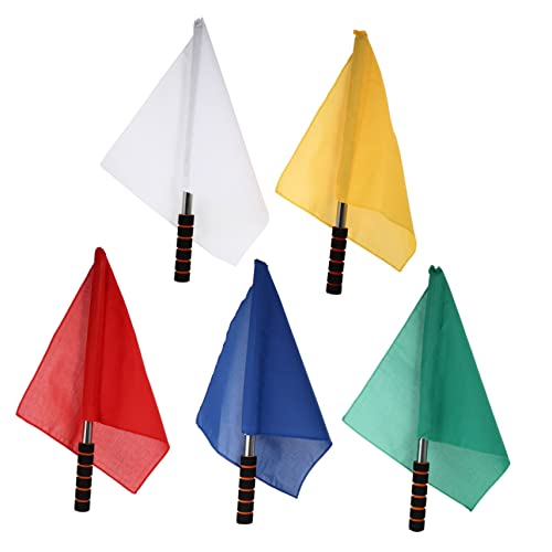 VICASKY 5PCS Hand Cranked Signal Flags Portable Referee Flags for Sports Events Traffic Warning and Cheerleading High Visibility Durable for Outdoor Activities
