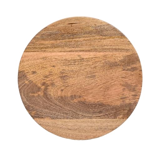 Image of INMARWAR Solid Mango Wood Round Side Table with Black Metal Legs (32x32x57 cm) | Easy to Assemble Sturdy End Table for Living Room, Bedroom & Office | Small Space-Saving Coffee Table