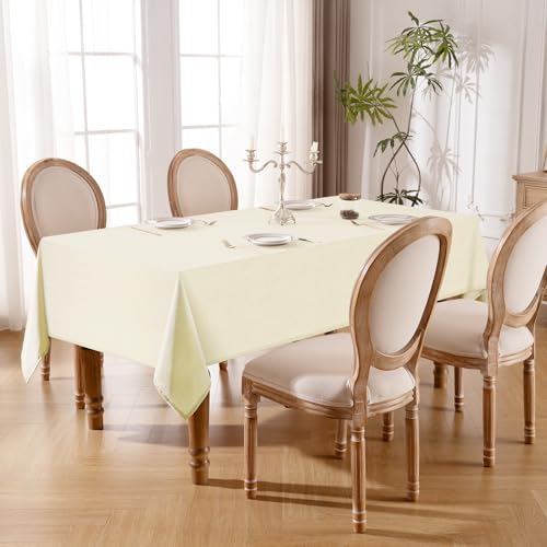 Nappe aspect lin beige 140x240cm en polyester lavable et imperméable - 3