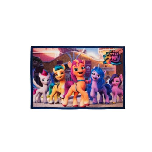 Image of Athom Living My Little Pony Funny Time Themed Multicoloured Kids Bathmat with Latex Backing, ANI-Skid, Premium Nylon Material, Set of 1
