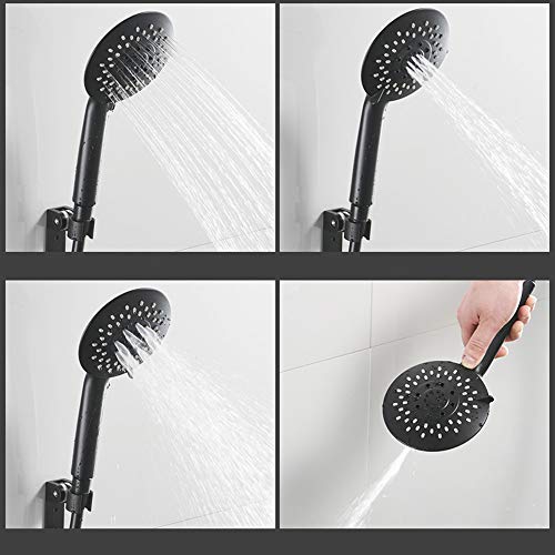 Grifo de bañera giratorio 360 de latón negro con ducha 4