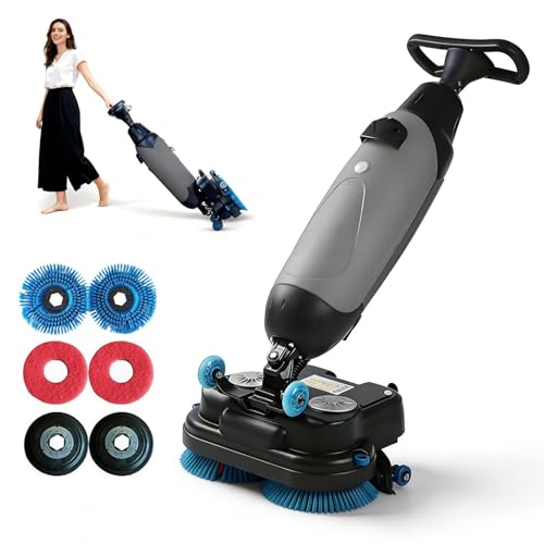 HCAUYNN 17' Commercial Floor Scrubber Machine, Double Brush Disc – Multi-Functional Floor Buffer, 17' Washing Width, 1 Gal Tank, 13000 sqft Capacity for Tile...