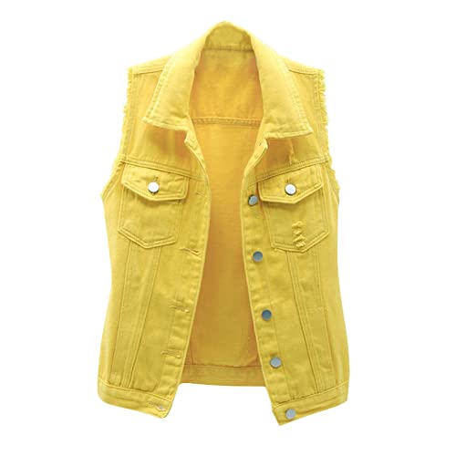 Denim Vest Women Trendy Sleeveless Jean Vest Top Distressed Vintage Casual Fall Jacket Coat Teen Girls Y2k Streetwear