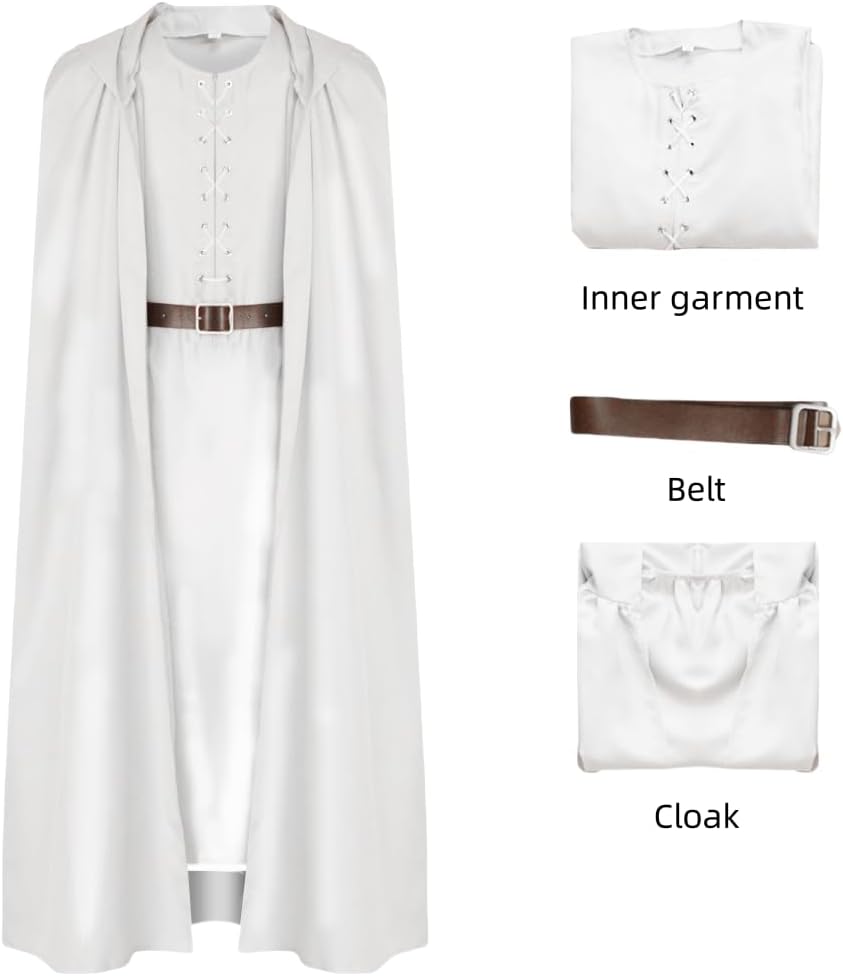 Adult Gandalf Cosplay Costume Gandalf Wizard Robe Cloak Robe Hooded Cloak Outfits for Halloween Carnival Party