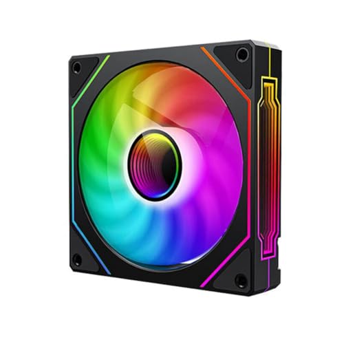 Qomcsrl Ventilador de Chasis de Computadora ARGB Ventilador de Enfriamiento 12CM 5V 4Pin PWM Ventilador de Enfriamiento Silencioso 800-1600RPM para Computadora PC Negro Positivo