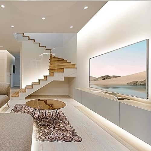 Image of White LED Strip Lights, 16.4ft Dimmable Smart LED Light Strip 6500K Bright Daylight White, Strong Adhesive, 600 LEDs Flexible Tape Lights for Vantiy Mirror, Kitchen Cabinet, Bedroom