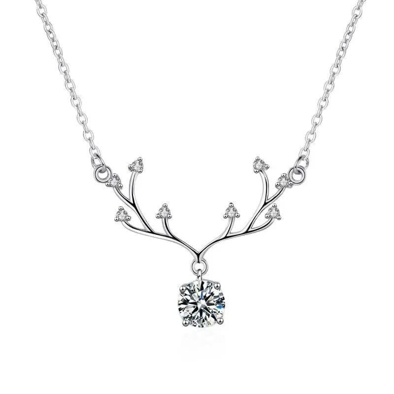 Collier moissanite couleur D argent sterling pendentif amour femme clavicule