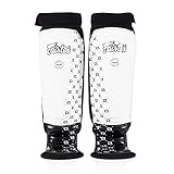 Fairtex SP6 ムエタイ すね当て メンズ レディース キッズ | ネオプレーン素材で作られたシンガード プレミアム 軽量 耐久性 | 脛に強化パッド(ホワイト/ブラック/ミディアム)