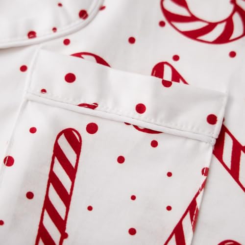 Women Christmas Pajamas Shorts Set White Christmas Pajamas Short Sleeves Shirt and Shorts 2 Piece Pjs Sleepwear3