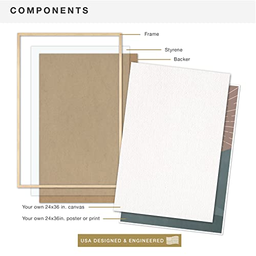 Image of MCS Gallery Wooden Frame for Canvas, Art Boards, Photos and more, Natural, 24x36 Inch