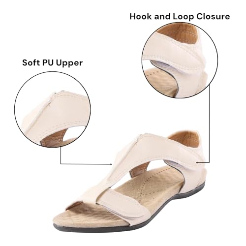Women Comfortable Sandals Orthotic Walking Orthopedic Arch Support Comfort Cooling Adjustable Strap Walking Sandals T-Strap Open Toe Slip On Beach Flat Sandal Outdoor Going Out Comfort Shoes4