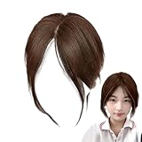 Bangs Topper Mittelteil, 25,4 cm Hochtemperatur-Faser-Haarteil, Kunsthaarteil | Atmungsaktive Basis, Waschbar, Natürliches Aussehen, Leicht, Einfach Einklipsen, Haarverlängerung für Damen | V