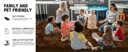 Image of Carpet for Living Room 9 X 12 FEET Modern Soft Shaggy Carpet Thick, Fluffy & 2 inch Pile Shag Rug for Your Kids Room, Bedroom & Livingroom (WHITEBEIGE)