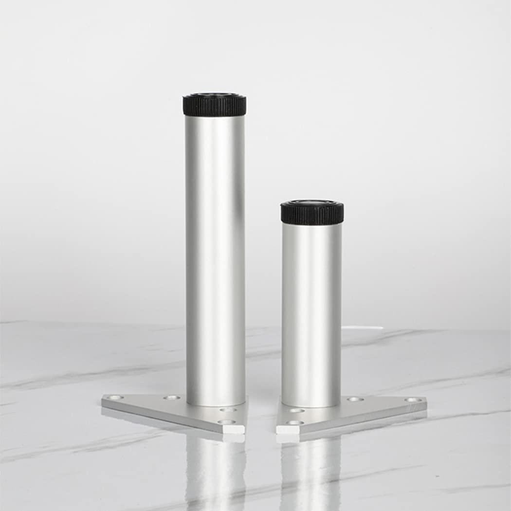 Stopki meblowe ze stopu aluminium, nogi metalowe, regulowane podpórki, wymienne podstawki do kanapy, biurka i łóżka, szare, 4 sztuki (6 cm)