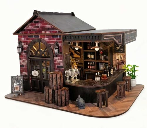 Book Nook Kit, 3D Wooden Miniature Tavern & Pub Dollhouse