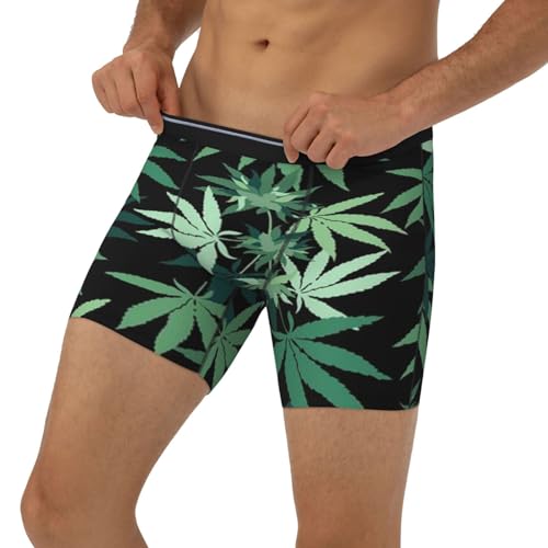 SEAEAGLE Weed Marijuana Leaf Mens Boxer Briefs Extended Panties Sports Tight Underpants Breathable Elasticity3