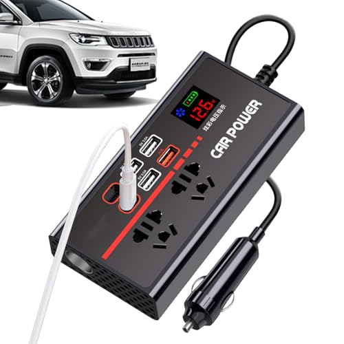 Truck Power Inverter, High Efficient Auto Converter, 16x8x3cm/6.3x3.15x1.18 inches 200W Fast Charging, 12V/24V DC to 110V/220V AC for Laptops, Phones, Road...
