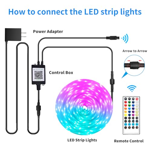 Image of 50ft Outdoor Waterproof Led Strip Lights,IP68 Waterproof Led Rope Lights with IR Remote&App Control,Music Sync and Color Changing LED Rope Lights for Bedroom,Roof,Pool,Balcony