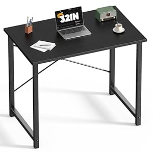 DUMOS 32 Inch Office Small Computer Desk Modern Simple Style Writing Study Work Table for Home Bedroom – Wood Black