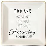Amazing & Awesome Ceramic Trinket Dish - Inspirational Encouraging Gifts; You Are Awesome Dish Tray