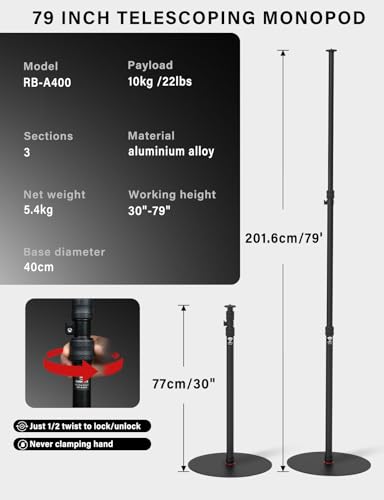 image for IFOOTAGE A400 Round Base Monopod Stand, 79'' Studio Light Stand with F