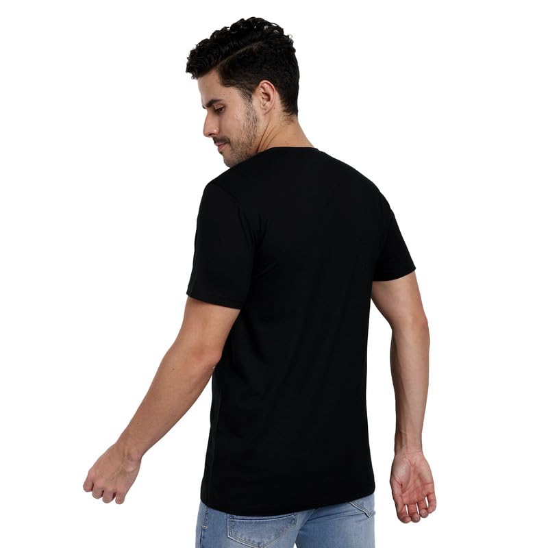 Image of ONE SKY Round Neck T Shirts for Men, Versatile Mens Wear, Mountain Print Round Neck Gents T-Shirt, Breathable, Pure Cotton Fabric, Relaxed Fit, Stylish & Durable, Easy to Care, Gift for Men