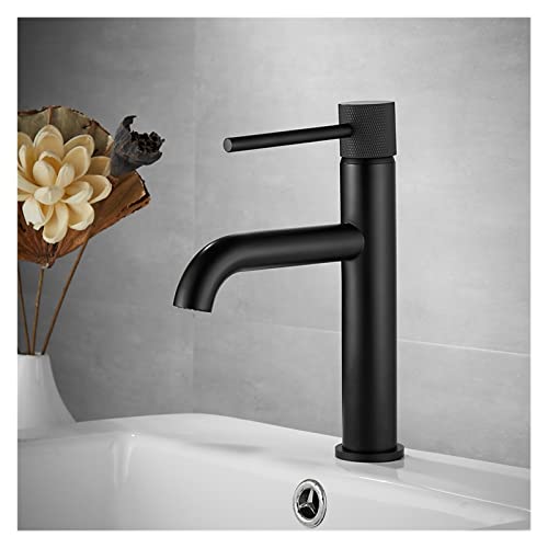 Grifo mezclador de lavabo negro mate con agua caliente y fría para reforma de baños