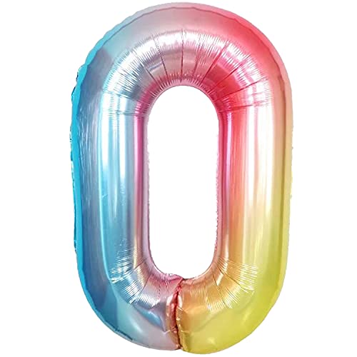 Image of KatchOn Large, 40 Inch Rainbow Number 0 Balloon - Colorful, Giant Foil Mylar Balloon for Unisex Kids & Adults - Multicolor, 1 Count, Anniversary, Birthday, Unisex, All Ages