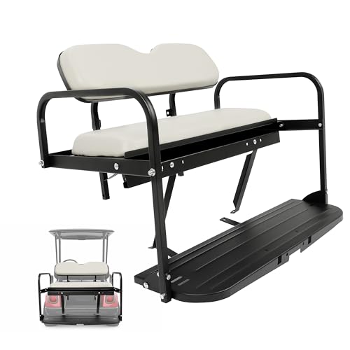 ECOTRIC Back Rear Flip Seat Kit Compatible with 2007-2016 Yamaha Drive G29 Golf Cart Flip Folding Down Powder Coated White