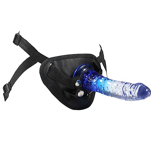 Strap on Dildo with Harness, Wearable Realistic Silicone Dildo Adult Sex Toy for Female Masturbation Women Lesbian Couples and Gay (Blue)