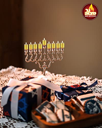 Ner Mitzvah Menorah Jelled Oil Cup Candles - Pre-Filled Hanukkah Chanukah Lights - Olive Oil With Cotton Wick In Glass Cup - Medium Size, 44 Per Pack, Burns Approx. 2 Hours #TOP5