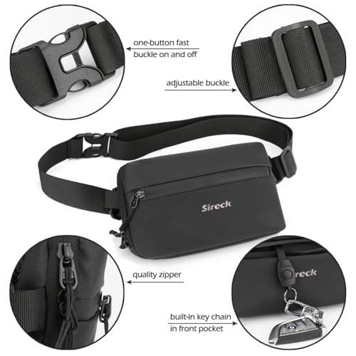Sireck Belt Bag for Men Women, Water-resistant Fanny Pack Small Crossbody Bag, Adjustable Strap Sling Bag Travel Purse, Fashion Waist Pack Chest Bag for Workout Hiking Daily Traveling (Black) - Image 6