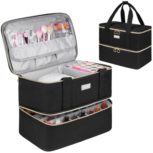 IVODEELA Boite Rangement Vernis à Ongles,Sac Rangement Vernis et Lampe UV pour 40 Bouteilles 15 ML,Sac Organisateur de Vernis à Ongles,Noir
