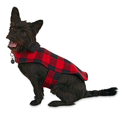 GOOD2GO Buffalo Check Classic Cozy Dog Coat, Large/X-Large, Black/Grey