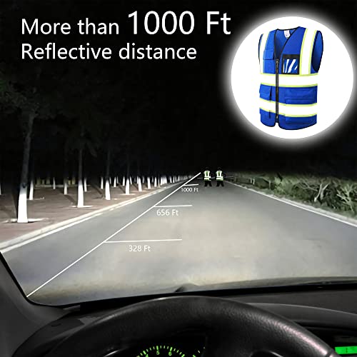 Image of Safety Vest for Men Women Reflective Construction Vest Hi Vis ANSI Standard | ANSI Standard, 8 utility Pockets 4 Reflective Strips with Neon trim High Visibilty Breathable Mesh Safety Apparel for Work