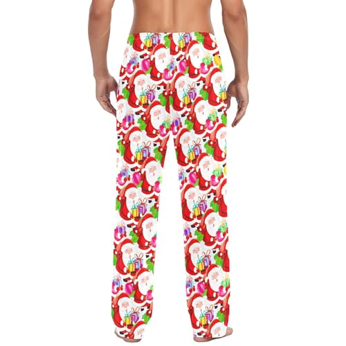 Christmas Santa Claus Men's Pajamas Pants Cotton Sleep Bottoms Pants Lounge Sleepwear - S3