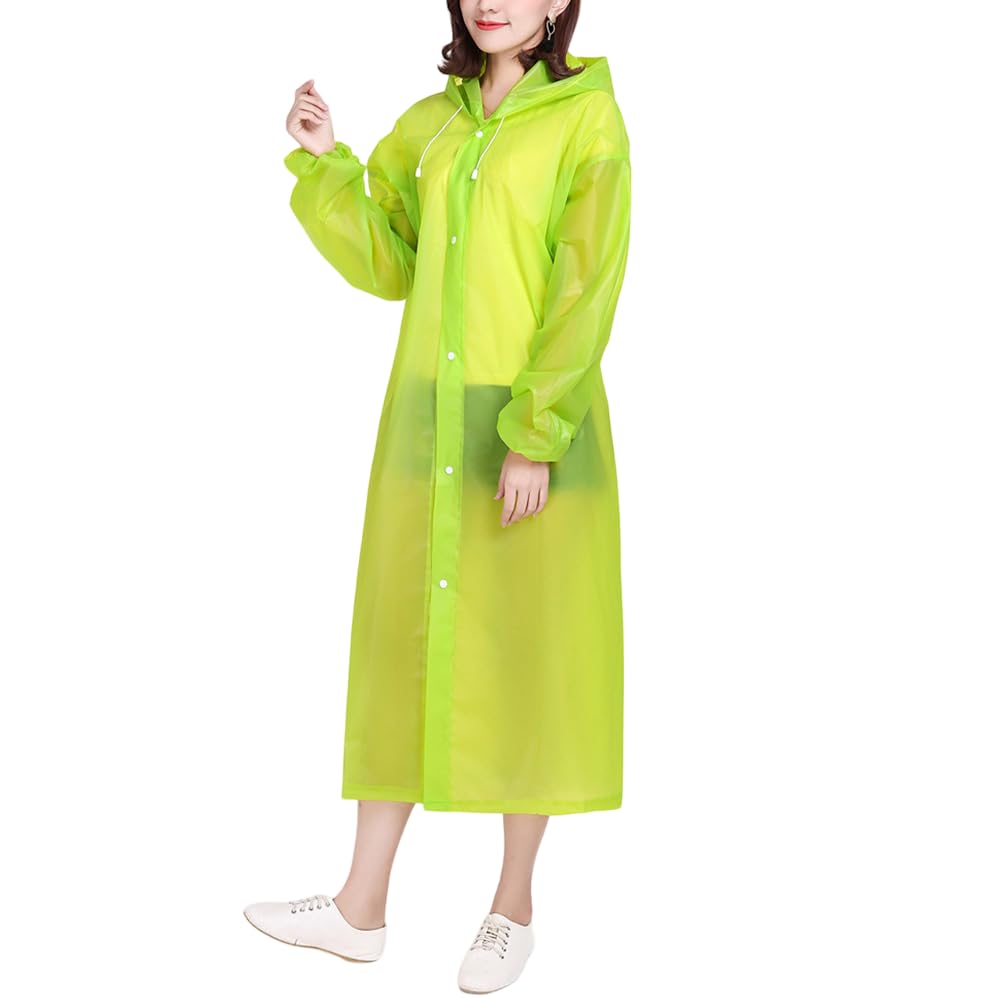 FIRMED STRING RAINCOAT FOR WOMEN- TRANSPARENT WATERPROOF REUSEABLE RAINWEAR WITH FUNCTIONAL POCKETS, ADJUSTABLE HOOD AND CARRYING POUCH-image-47