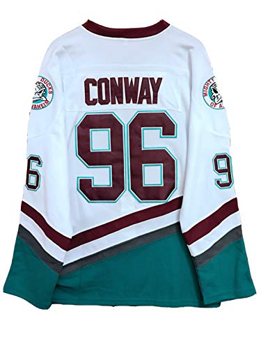 Maillot de hockey sur glace Mighty Ducks finition lettres cousues blanches