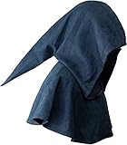 FURPHI Medieval Hooded Cowl Hat Renaissance Faux Suede Cape Pagan Cosplay Accessory (Blue)